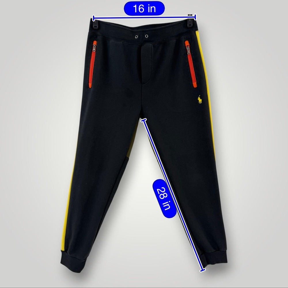 Polo Ralph Lauren RL67 Jogger Pants Mens M Black Colorblock Zip Pocket - Picture 8 of 8